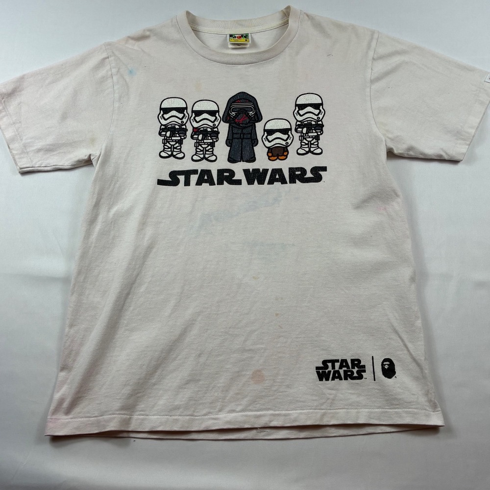 BAPE Star Wars T-Shirt Mens M White Fair Kylo Ren Stormtrooper First Order Tee